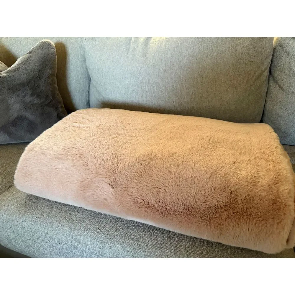 Anthropologie Home Faux Fur Throw - Pink 51